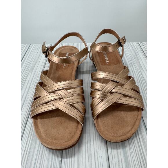 Merrell Women's 6 Strappy Sling Back Sandals Rose Gold Metallic Comfort‎ Outdoor - Picture 2 of 7